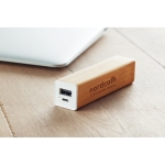 Powerbank en bambou avec logo imprimé ou gravé 2.200 mAh Bamboo couleur bois vue d'ambiance principale