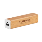 Powerbank en bambou avec logo imprimé ou gravé 2.200 mAh Bamboo couleur bois vue principale