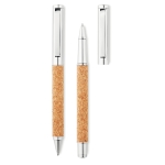 Stylo et roller avec corps en liège à encre bleue et noire Corticem couleur bois cinquième vue