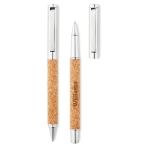 Stylo et roller avec corps en liège à encre bleue et noire Corticem couleur bois cinquième vue principale