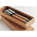 Stylo et roller avec corps en liège à encre bleue et noire Corticem couleur bois septième vue