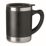 Tasse élégante en acier avec coque en bambou et anse de 300ml Natural couleur noir