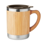 Tasse élégante en acier avec coque en bambou et anse de 300ml Natural couleur bois