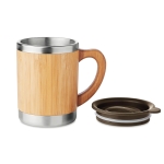 Tasse élégante en acier avec coque en bambou et anse de 300ml Natural couleur bois deuxième vue