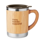 Tasse élégante en acier avec coque en bambou et anse de 300ml Natural couleur bois vue principale