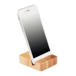 Support pour téléphone carré en bambou pour le bureau Bamboo couleur bois deuxième vue
