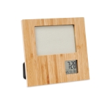 Cadre photo personnalisé en bambou avec station météo Bamboo Plus couleur bois