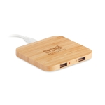 Base de charge sans fil carrée en bambou Natura Square couleur bois vue principale
