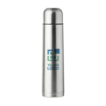 Grande bouteille thermos personnalisée de couleur argentée 1L Extra couleur argenté mat vue avec zone d'impression