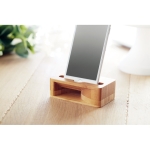 Support pour téléphone en bambou avec amplificateur Acoustic couleur bois vue d'ambiance