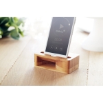 Support pour téléphone en bambou avec amplificateur Acoustic couleur bois vue d'ambiance principale