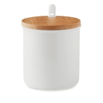 Tasse en céramique avec couvercle en bambou et cuillère 380 ml Topped couleur blanc quatrième vue