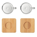 Lot de 2 petites tasses à café avec base en bambou 60ml Espresso couleur transparent cinquième vue
