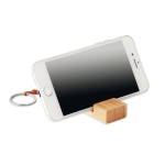 Porte-clés publicitaire en bambou avec support pour portable Bamboo Go couleur bois troisième vue