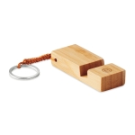 Porte-clés publicitaire en bambou avec support pour portable Bamboo Go couleur bois vue principale