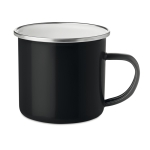 Mug inox personnalisable vintage avec bord argenté de 350 ml Classic couleur noir