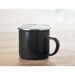 Mug inox personnalisable vintage avec bord argenté de 350 ml Classic couleur noir vue d'ambiance