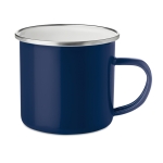 Mug inox personnalisable vintage avec bord argenté de 350 ml Classic couleur bleu