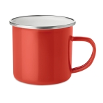 Mug inox personnalisable vintage avec bord argenté de 350 ml Classic couleur rouge