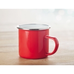 Mug inox personnalisable vintage avec bord argenté de 350 ml Classic couleur rouge vue d'ambiance
