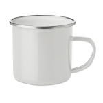 Mug inox personnalisable vintage avec bord argenté de 350 ml Classic couleur blanc