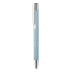 Stylo écologiques avec finition argentée et encre bleue Aster Eco couleur bleu