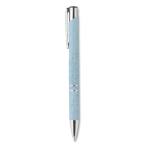Stylo écologiques avec finition argentée et encre bleue Aster Eco couleur bleu deuxième vue