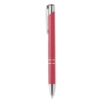 Stylo écologiques avec finition argentée et encre bleue Aster Eco couleur rouge deuxième vue
