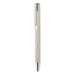 Stylo écologiques avec finition argentée et encre bleue Aster Eco couleur beige