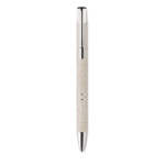 Stylo écologiques avec finition argentée et encre bleue Aster Eco couleur beige troisième vue