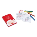 Set de coloriage pour enfants avec dessins en carton et crayons Santa couleur rouge image avec logo