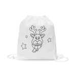 Sac ficelle de Noël pour enfants avec motif renne à colorier Renne couleur blanc première vue