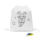 Sac ficelle de Noël pour enfants avec motif renne à colorier Renne couleur blanc