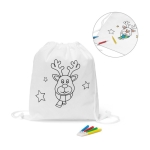 Sac ficelle de Noël pour enfants avec motif renne à colorier Renne diverses couleurs