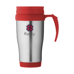 Tasse isotherme en acier avec intérieur en plastique 400ml Barista couleur rouge deuxième vue impression tampographie