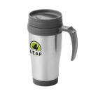 Tasse isotherme en acier avec intérieur en plastique 400ml Barista couleur gris vue avec impression sérigraphique