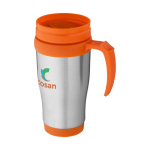 Tasse isotherme en acier avec intérieur en plastique 400ml Barista couleur orange vue avec impression sérigraphique