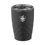 Verre thermique en acier aux formes géométriques 350ml Avenue Liberica couleur noir vue avec impression sérigraphique
