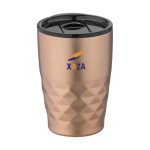 Verre thermique en acier aux formes géométriques 350ml Avenue Liberica couleur champagne vue avec impression sérigraphique