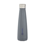 Gourde isotherme personnalisée de qualité en acier 500 ml Avenue Port couleur titan vue avec impression sérigraphique