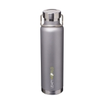 Gourde isotherme en acier avec large ouverture 650 ml Avenue Lake couleur gris vue avec impression sérigraphique