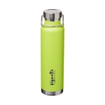 Gourde isotherme en acier avec large ouverture 650 ml Avenue Lake couleur vert lime vue avec impression sérigraphique