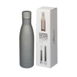 Gourde isotherme de qualité en acier inoxydable 500 ml Avenue Lane couleur gris deuxième vue frontale