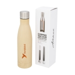 Bouteille imprimée avec revêtement en bois Avenue Lane Natural 500 ml couleur bois vue avec impression sérigraphique