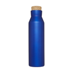 Bouteille publicitaire en acier avec bouchon liège 590 ml Avenue Park couleur bleu deuxième vue frontale
