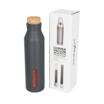 Bouteille publicitaire en acier avec bouchon liège 590 ml Avenue Park couleur titan vue avec impression sérigraphique