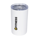Verre thermos en acier avec fermeture antidérapante 330ml Coffee Club couleur blanc vue avec impression sérigraphique