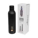 Gourde isotherme personnalisée sans condensation 510 ml Avenue Centre couleur noir vue avec impression sérigraphique