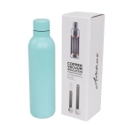 Gourde isotherme personnalisée sans condensation 510 ml Avenue Centre couleur turquoise deuxième vue frontale