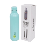 Gourde isotherme personnalisée sans condensation 510 ml Avenue Centre couleur turquoise vue avec impression sérigraphique